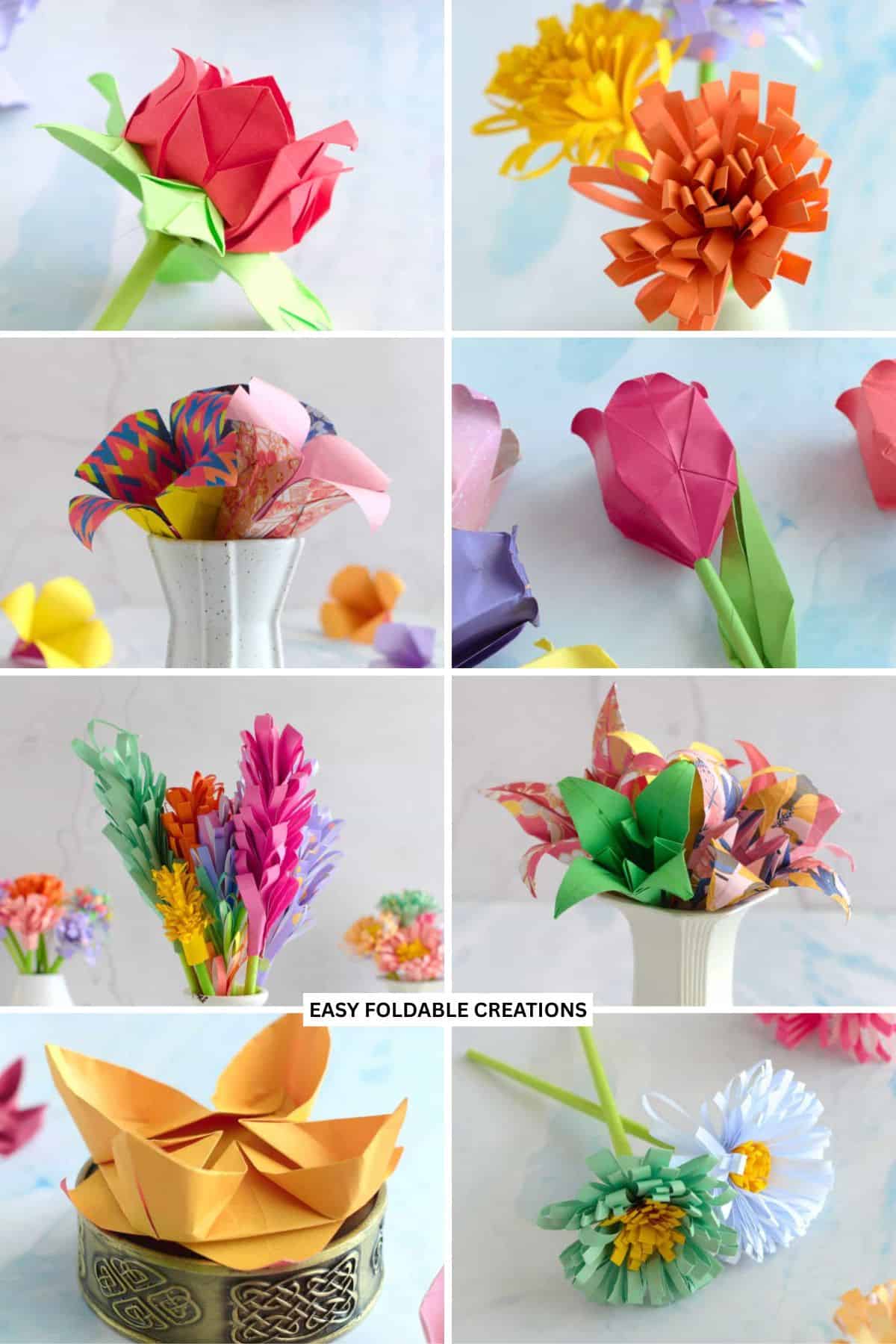 Collection of paper flowers.