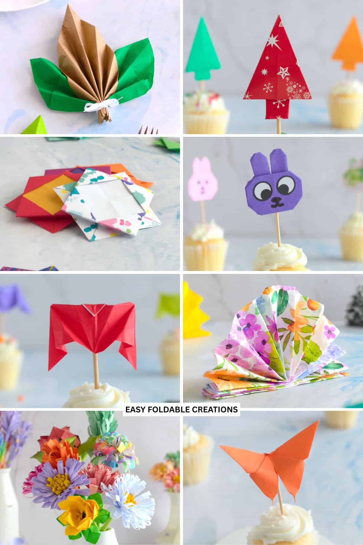 Collage of paper party decor ideas.