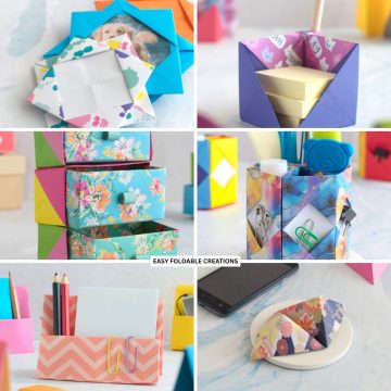 Collage of paper craft ideas.