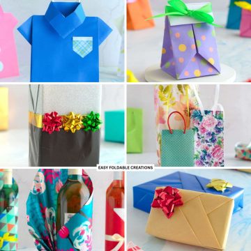 Collage of gift wrapping ideas.