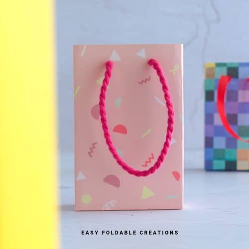 Close up image of a paper gift bag.