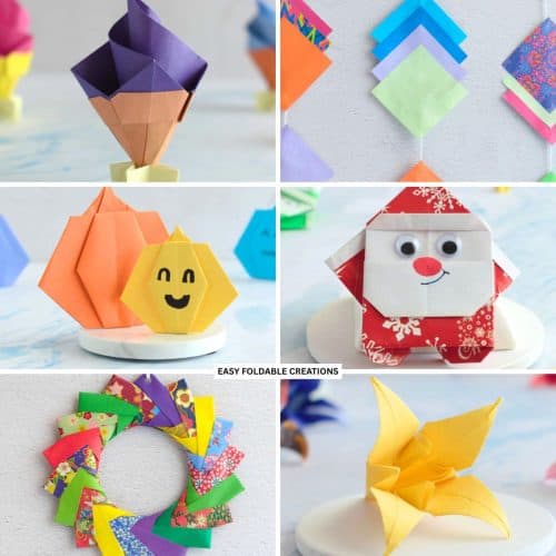Collage of seasonal paper decor ideas.