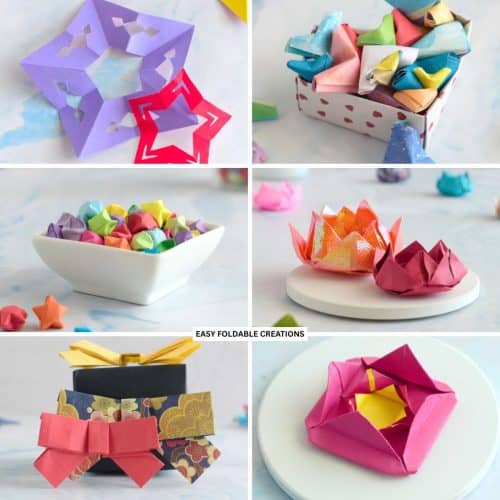 Collage of paper craft projects.