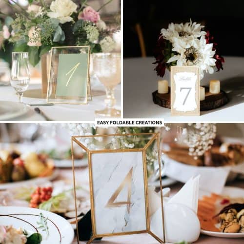 Collage of table numbers.