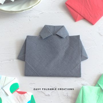 Close up image of a shirt napkin fold.