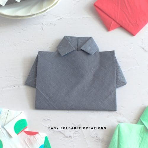 Close up image of a shirt napkin fold.