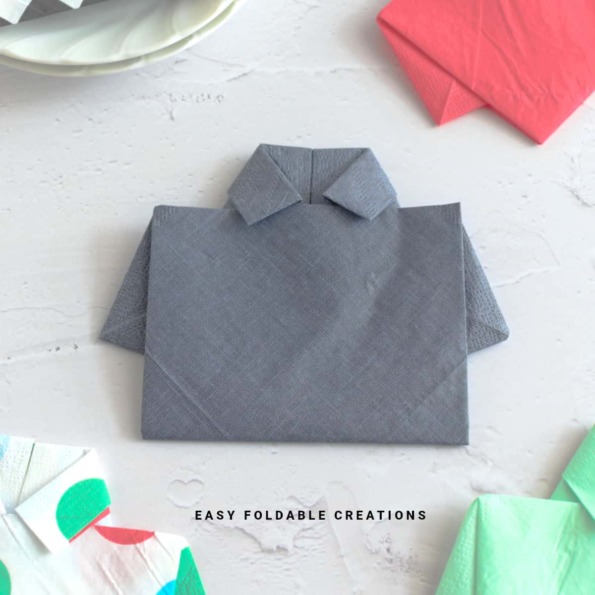 Close up image of a shirt napkin fold.