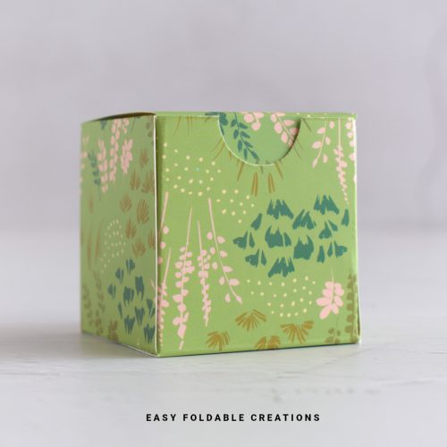Close up image of a square gift box.