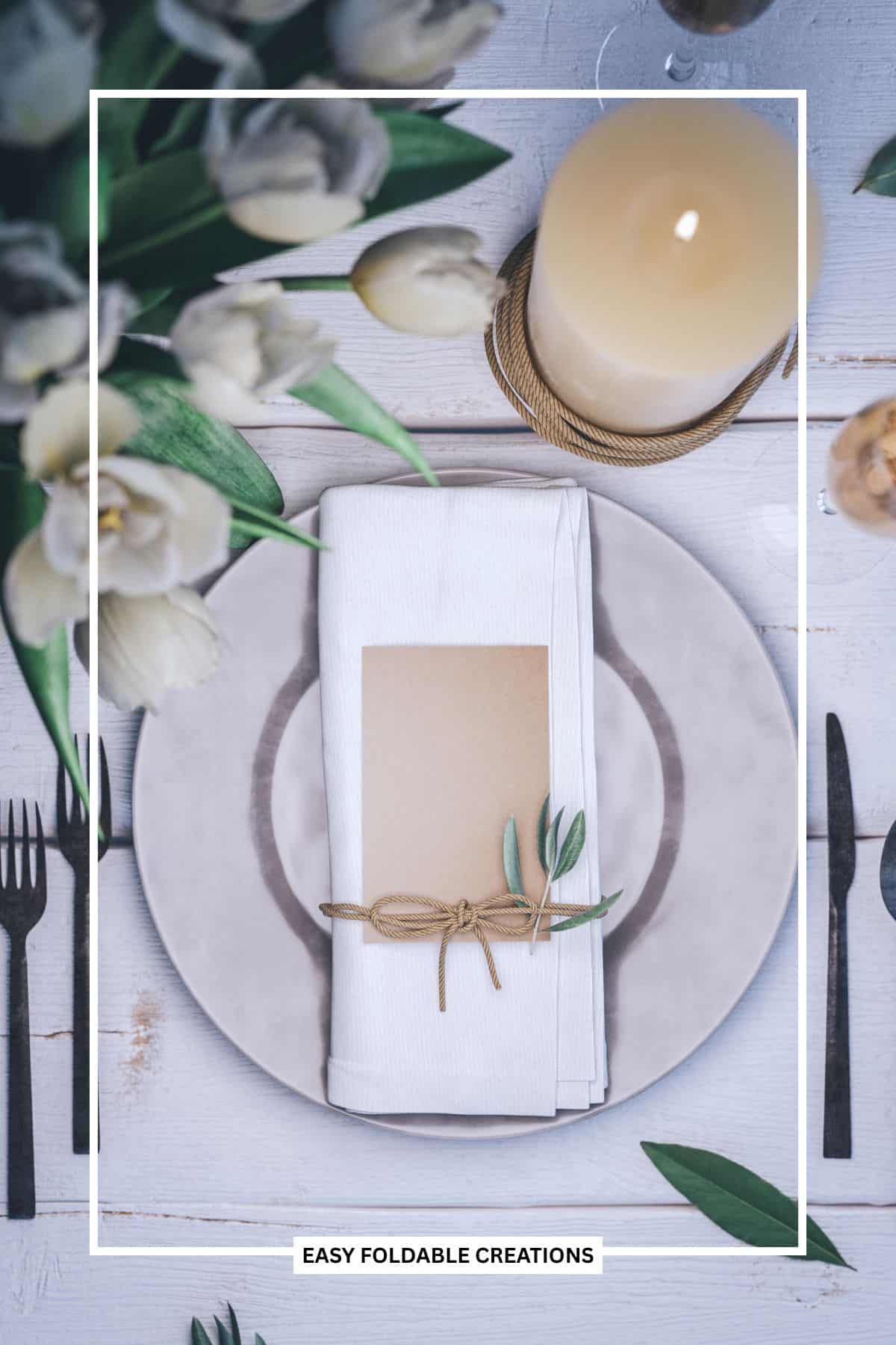 Place card on a napkin and plate.